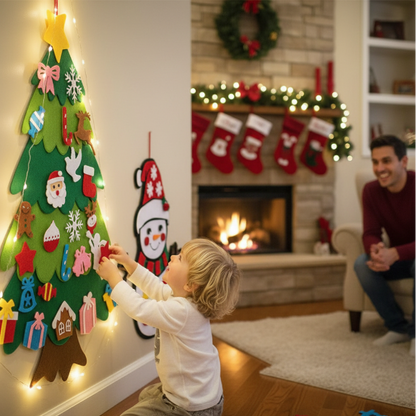 Sapin de Noël en Feutrine avec LED – Sapin Murale Enfant | MonSapinMignon