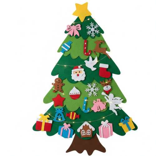 Sapin de Noël en Feutrine avec LED – Sapin Murale Enfant | MonSapinMignon
