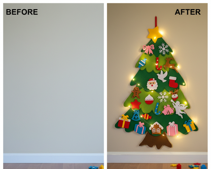 Sapin de Noël en Feutrine avec LED – Sapin Murale Enfant | MonSapinMignon